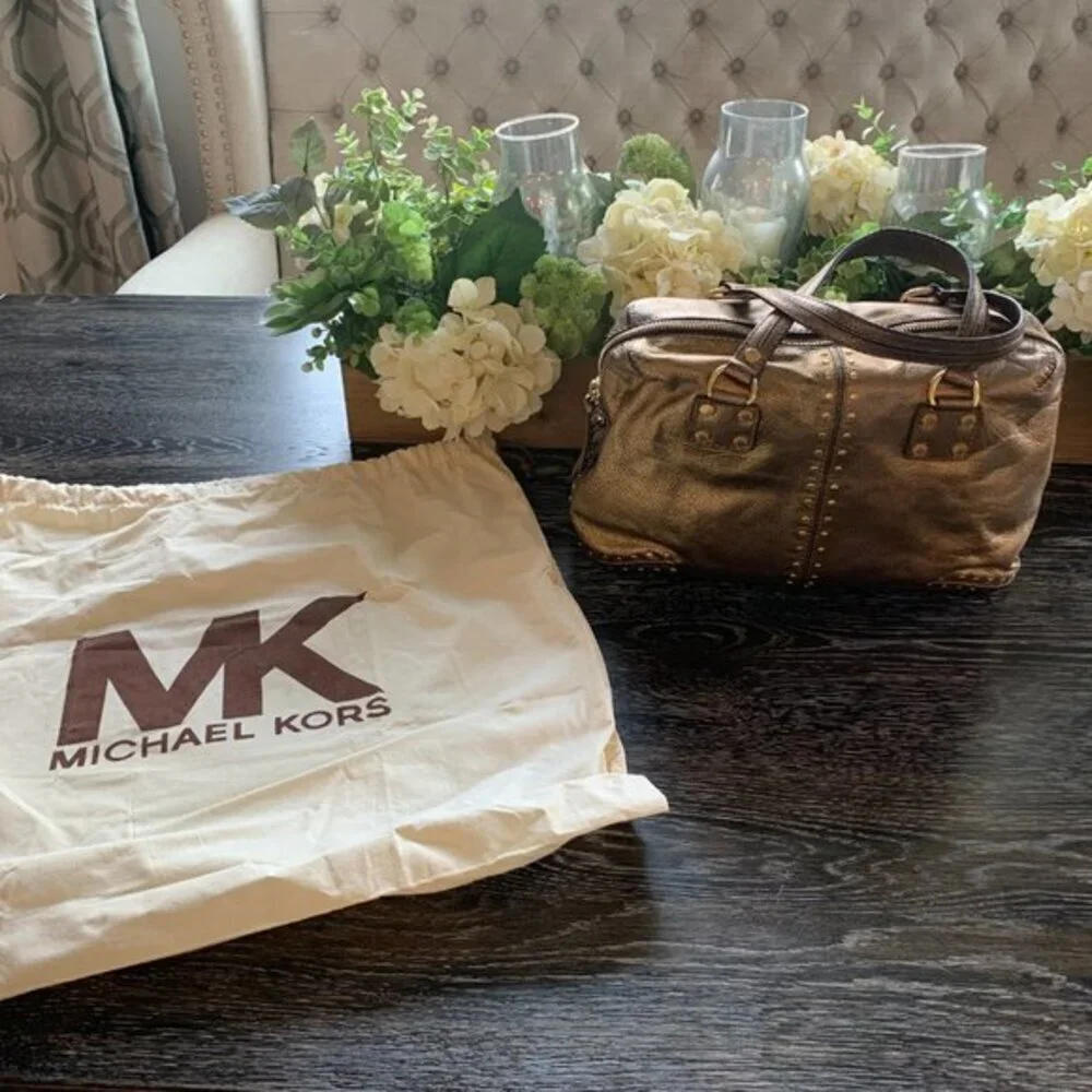 Michael Kors Studded Bronze Satchel